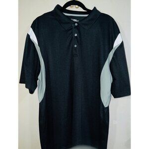 PGA TOUR Men's Polo Shirt XXL Black & Grey Short Sleeve 100% Polyester Golf Top